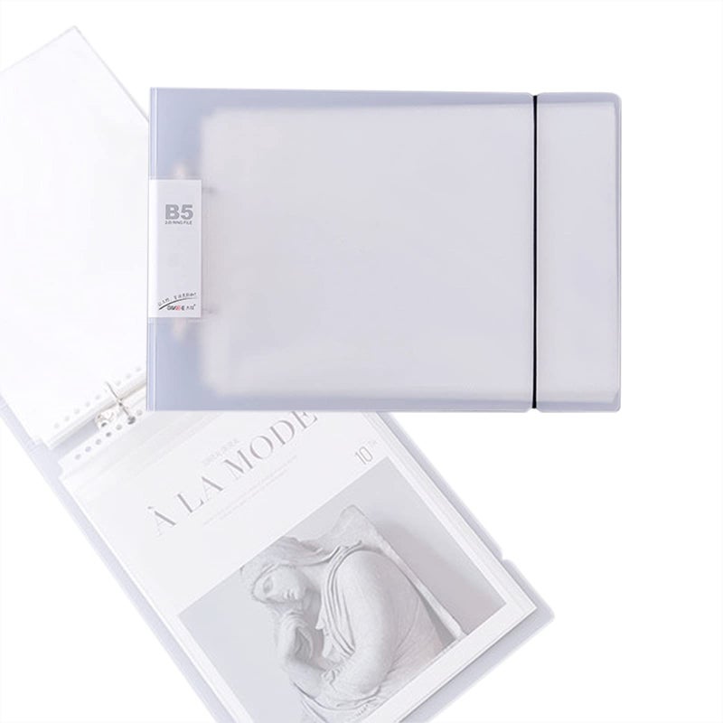 NILSTOREY Greeting Card Organizer  Holds 50+ Pages 2 Ring Binder Transparent Postcard Film Photo Album Ticket Photocards Holder Pocket Sleeves (B5 Type) - Image 1